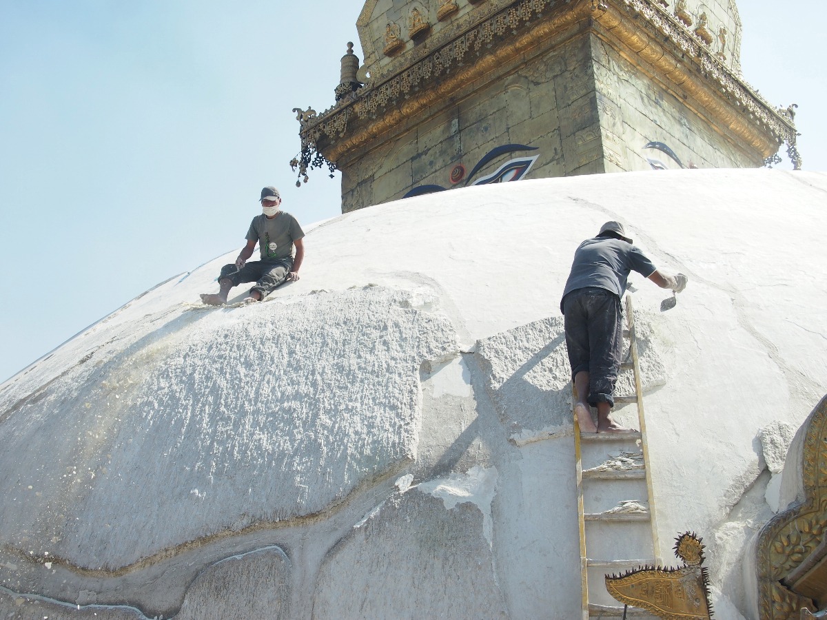 Swayambhunath earthquake damage repairs