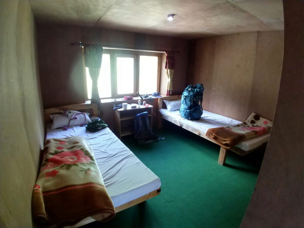 Typical room in trekking lodge or tea house Nepal