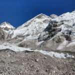 Everest Base Camp, The Khumbhu Glacier and the Summit of Mount Everest in View