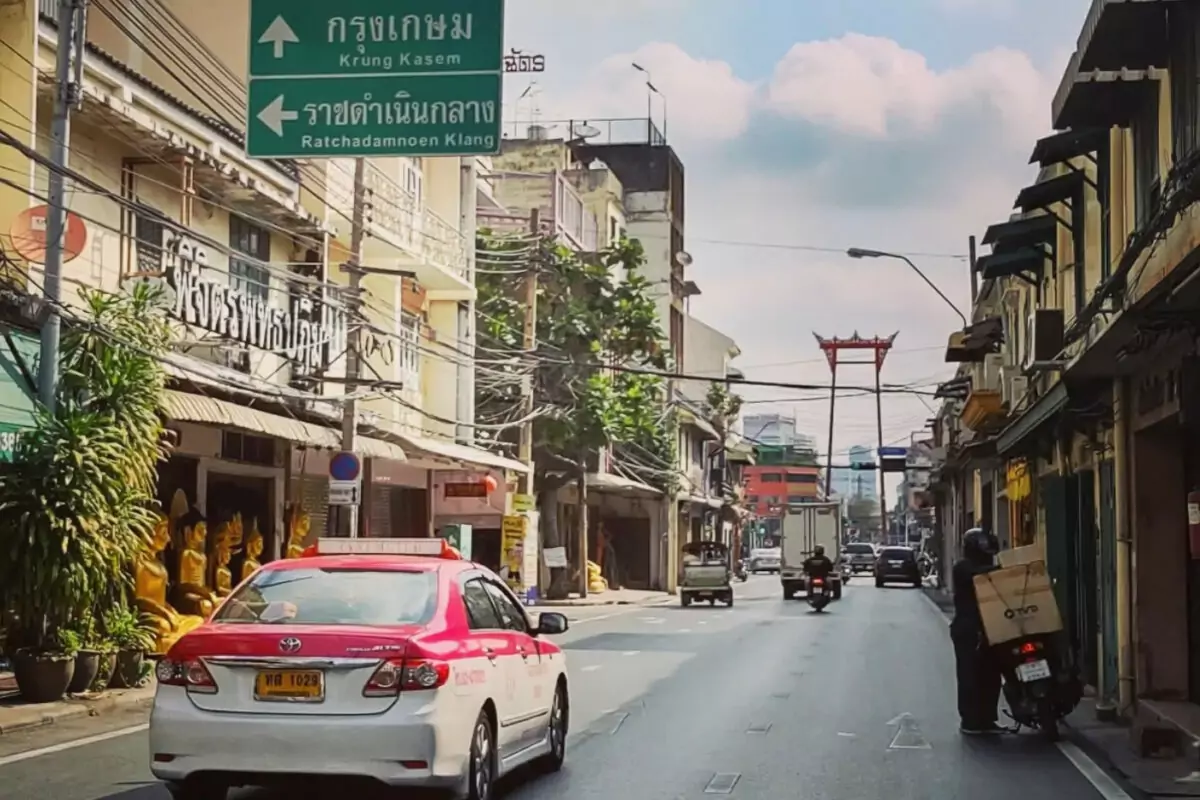 Giant swing street scene Bangkok