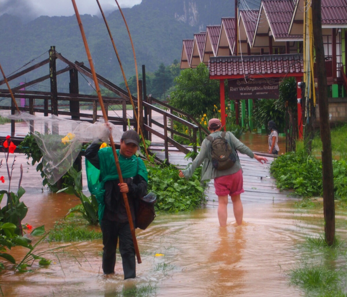 Flood waters Vang Vieng.