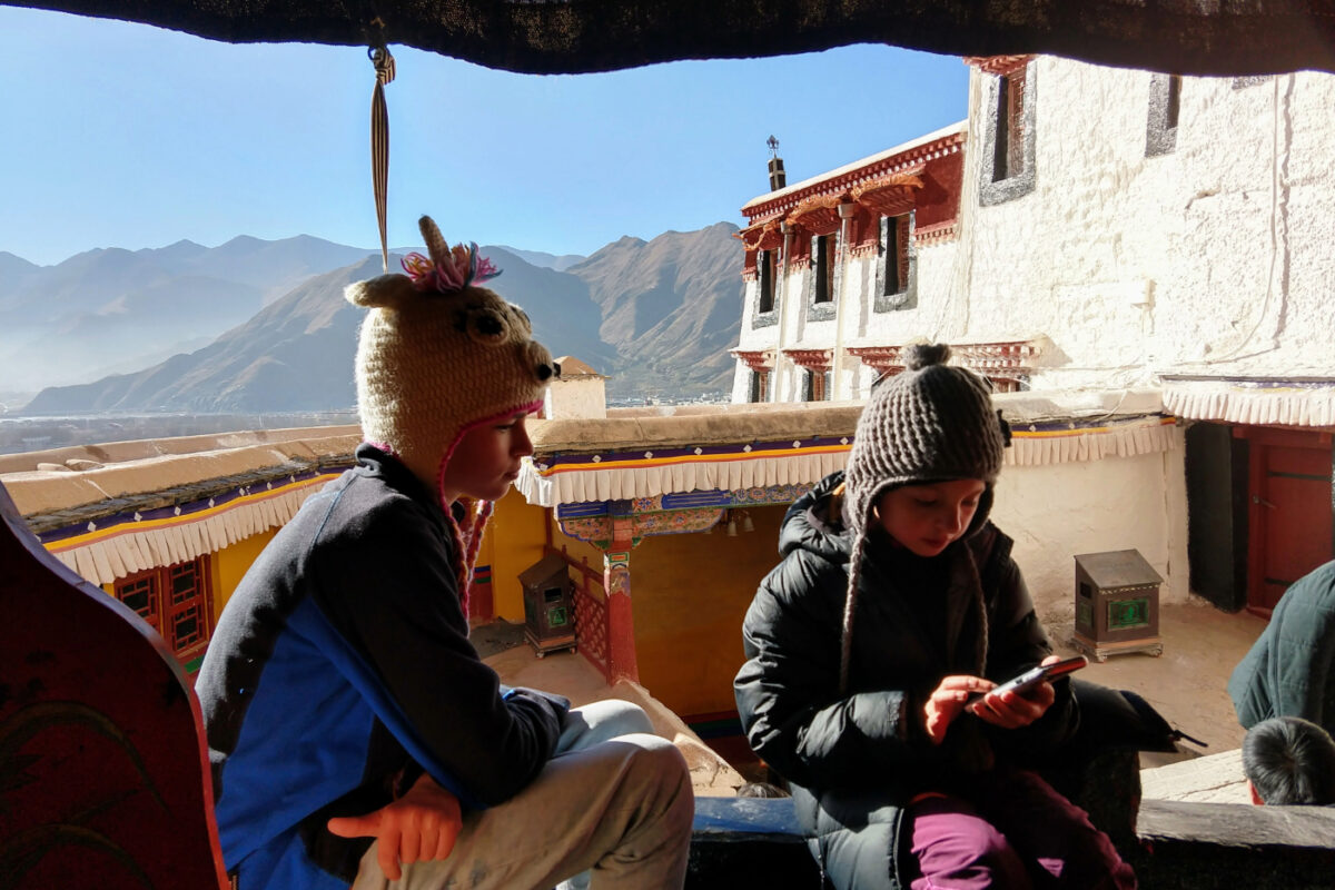 two children at The Potala Palace in Tibet