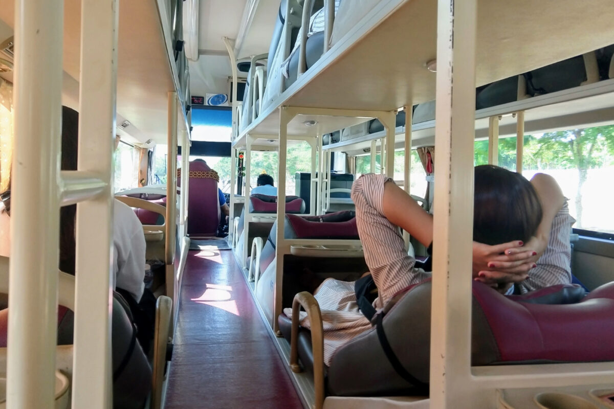 Semi sleeper bus interior in Vietnam