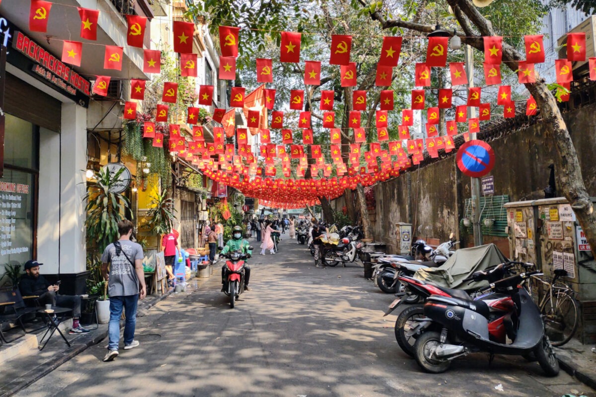 street in Hanoi old town, near the French cathedral.