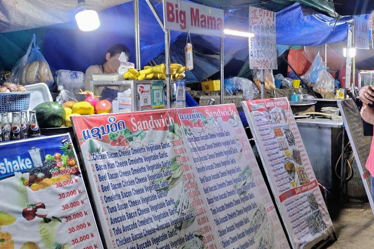 Street food stalls Vang Vieng Laos